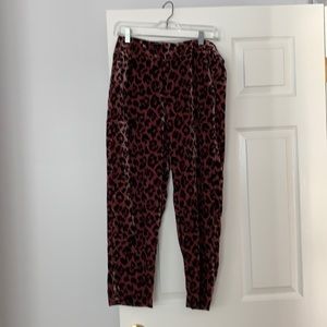 J Crew velvet leopard cropped pant